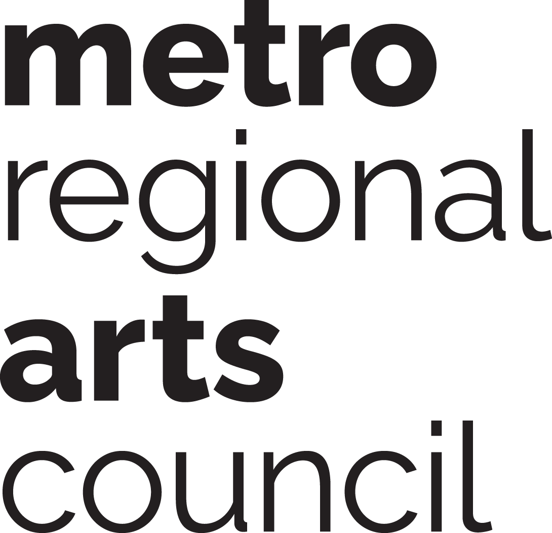 The image features a logo with the words 'metro regional arts council' in black text, arranged vertically with varying font sizes.