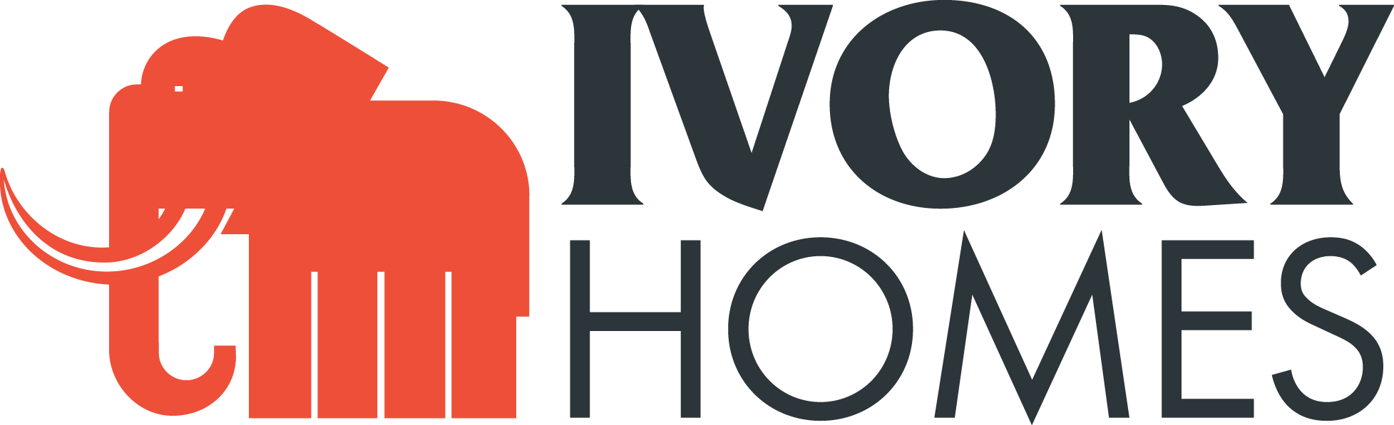 Logo for Ivory Homes featuring a red elephant head and the company's name in black text.