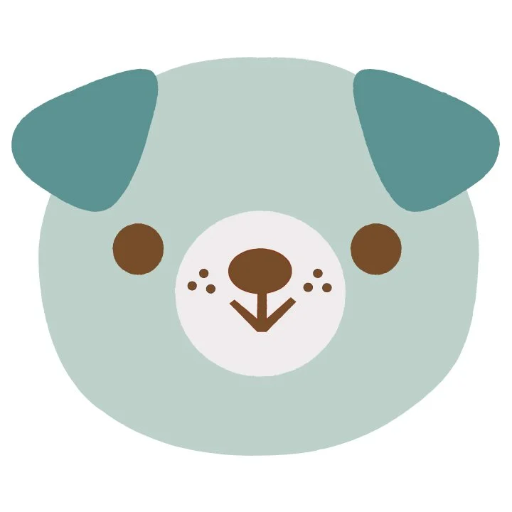 Happy Baby board book character illustration featuring a smiling puppy created for Denise Holmes’ portfolio.