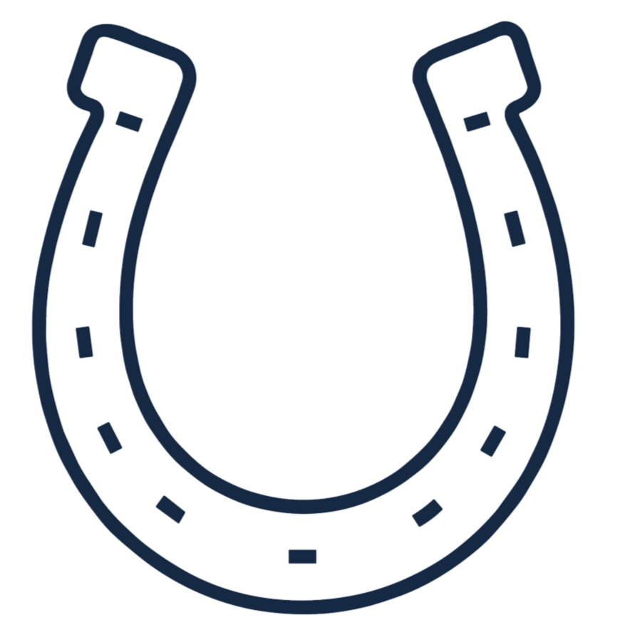 Illustration of a horseshoe with dashed lines indicating stitch points.