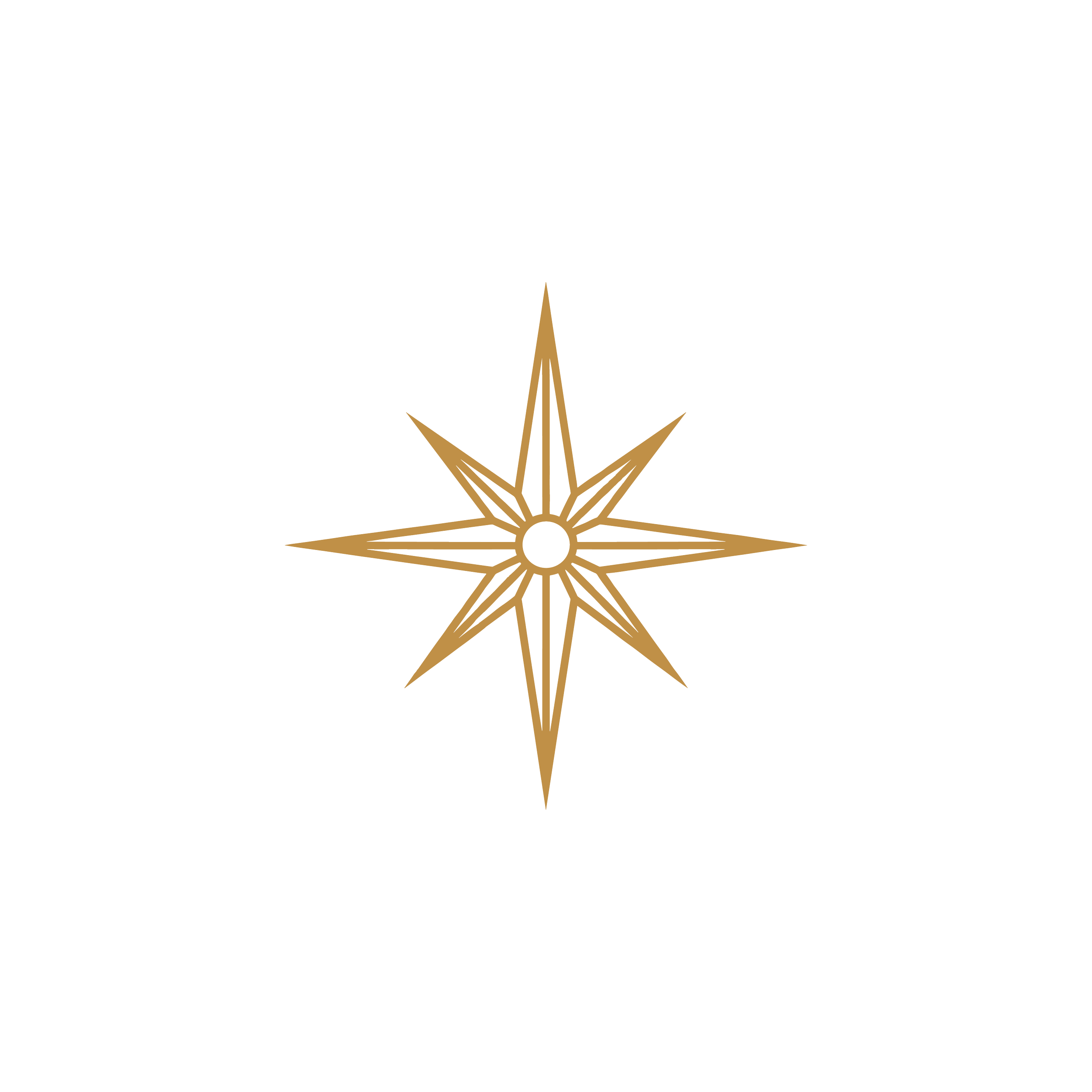 Gold star-shaped decoration with black background.