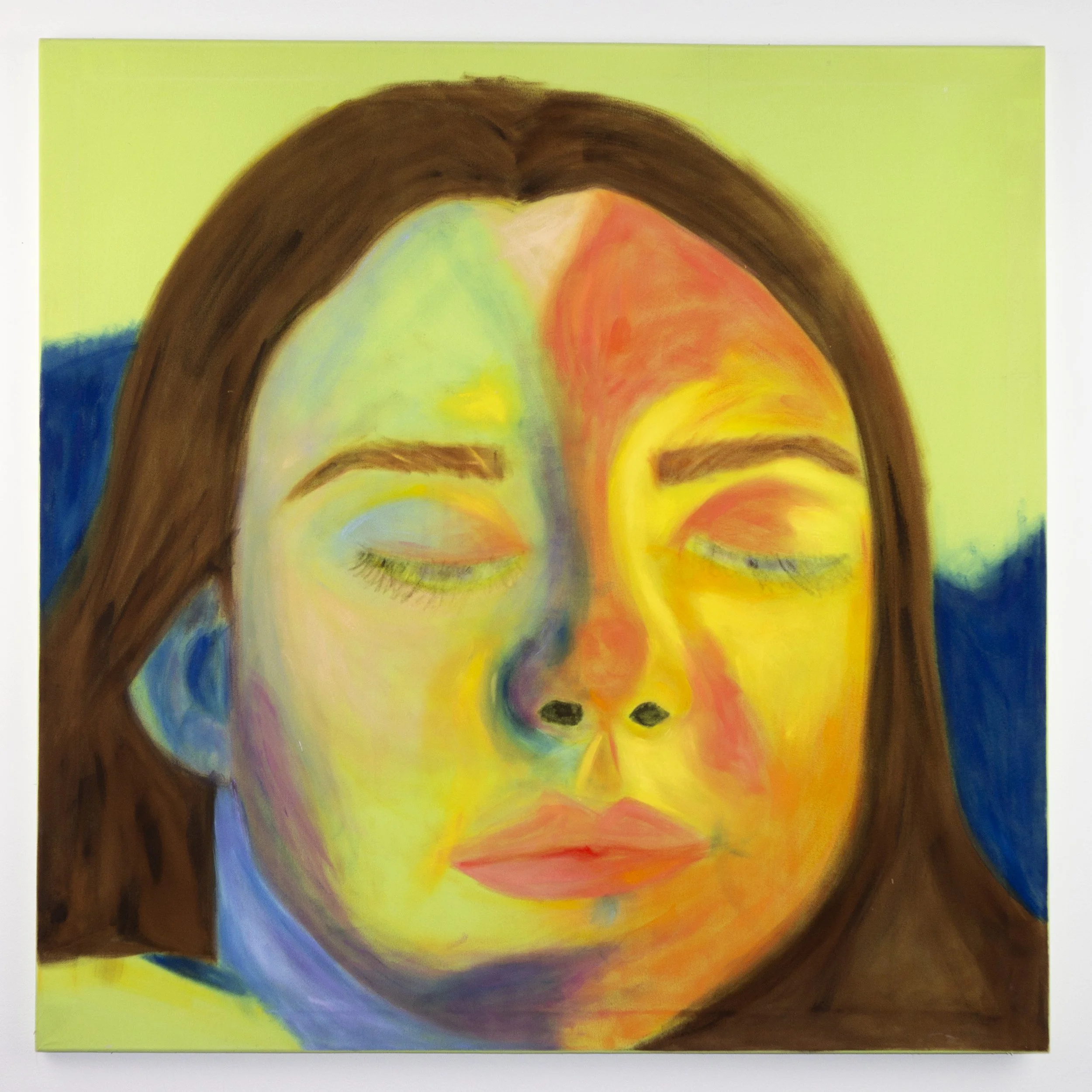 Green | 38" x 38" | oil on green jersey fabric
