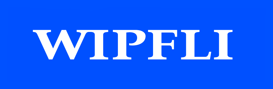 The image displays the word 'WIPFLI' written in white uppercase letters on a blue background.