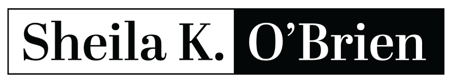 Text graphic with the names Sheila K. and O'Brien in black and white.