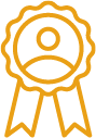 A gold medal ribbon with a circular medal at the center.