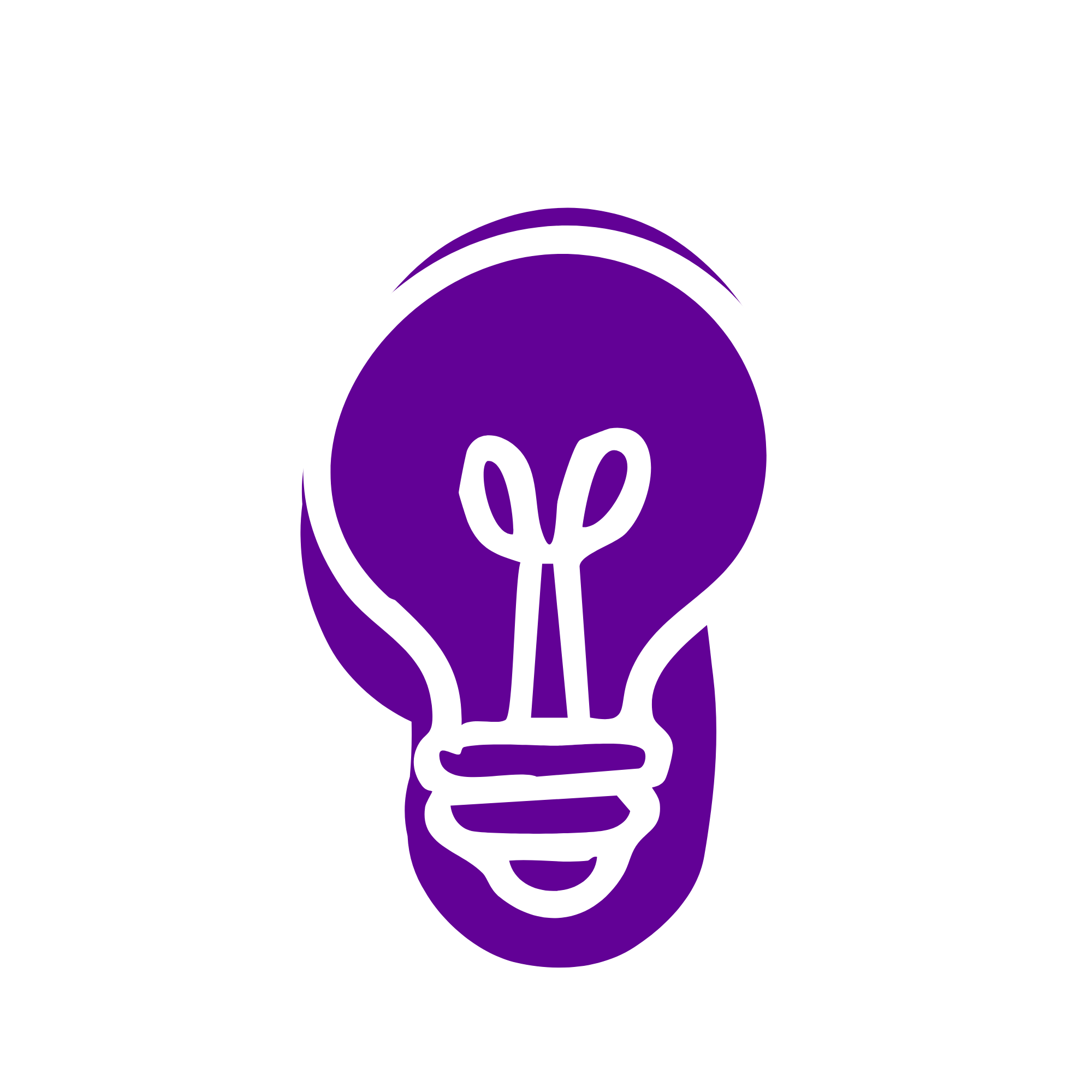 A purple light bulb icon with white accents and lines radiating outward, symbolizing an idea or innovation.