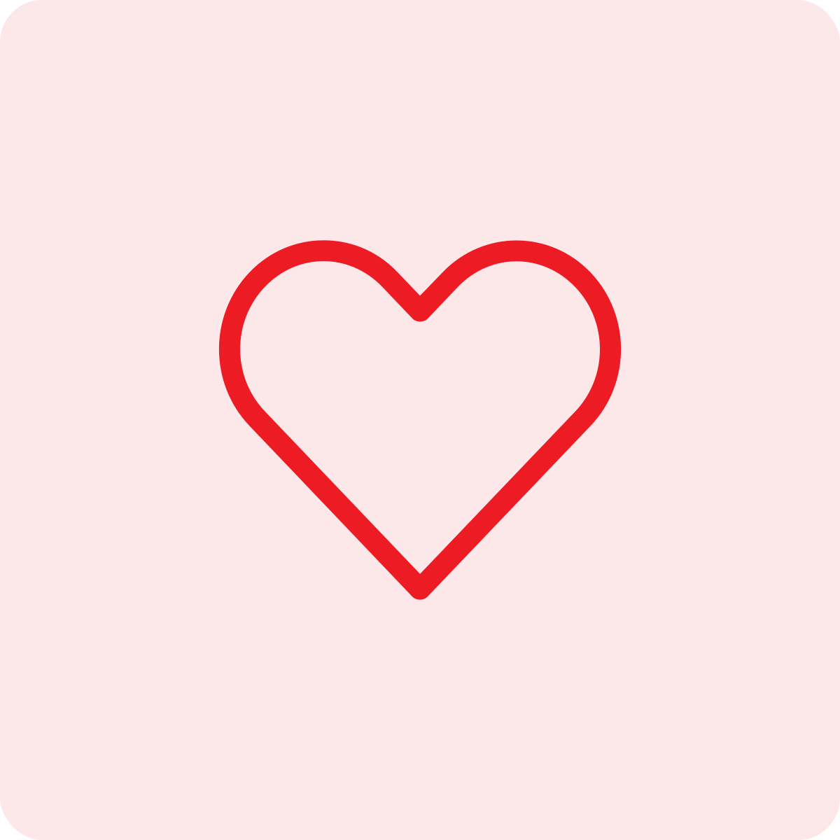 Red outline heart on a light pink background.