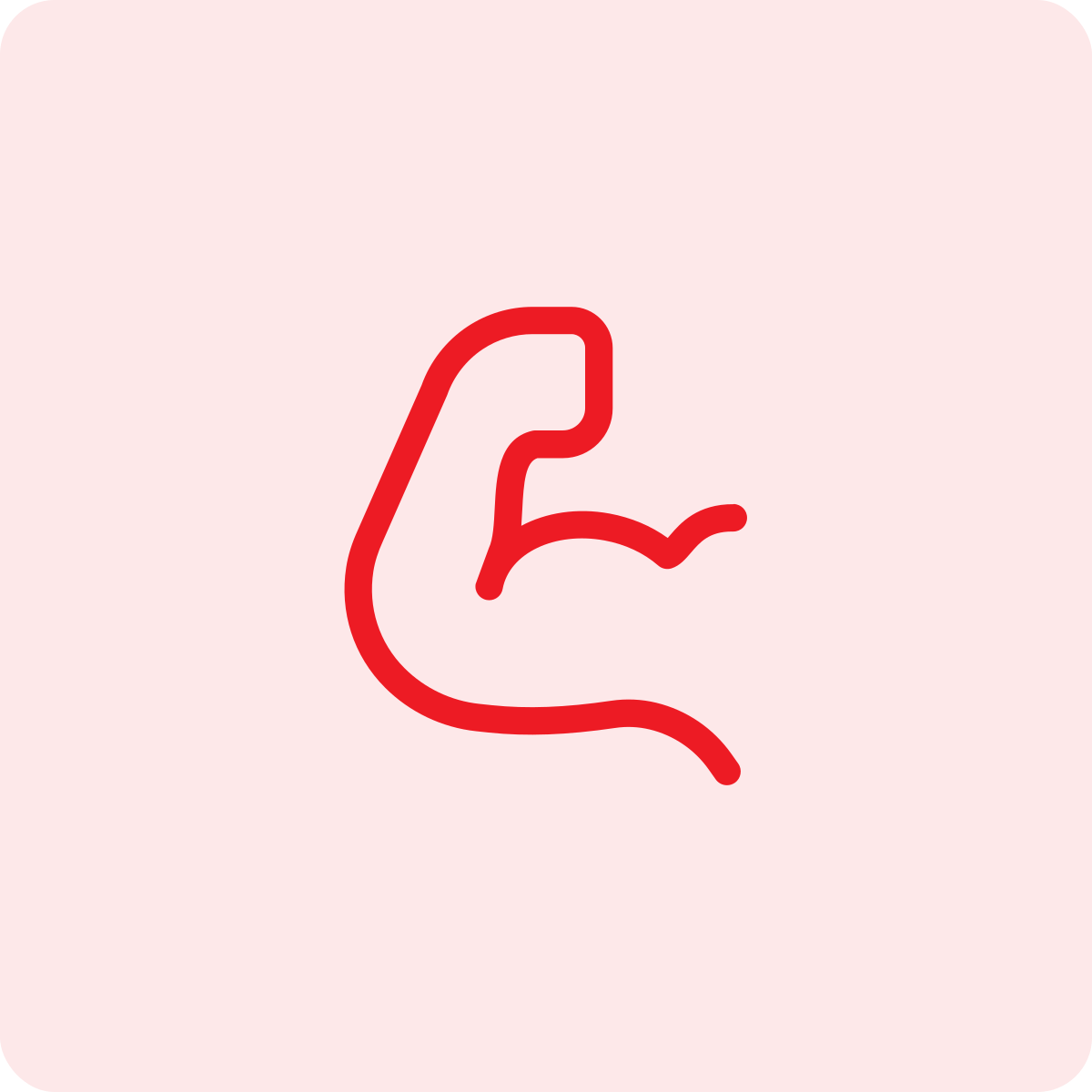 A minimalist red line drawing of a human hand making the OK gesture on a light pink background.