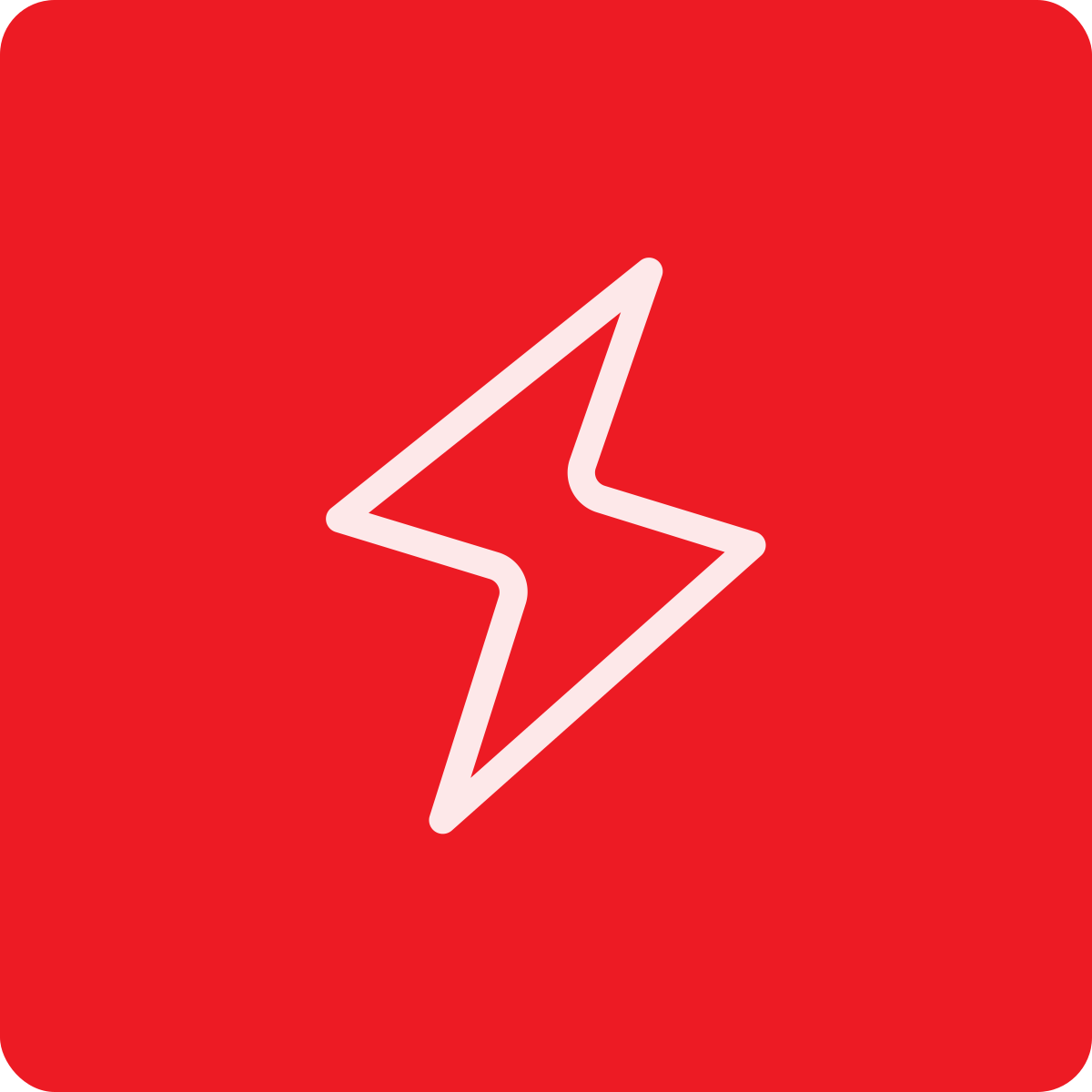 Red background with a white lightning bolt icon in the center.
