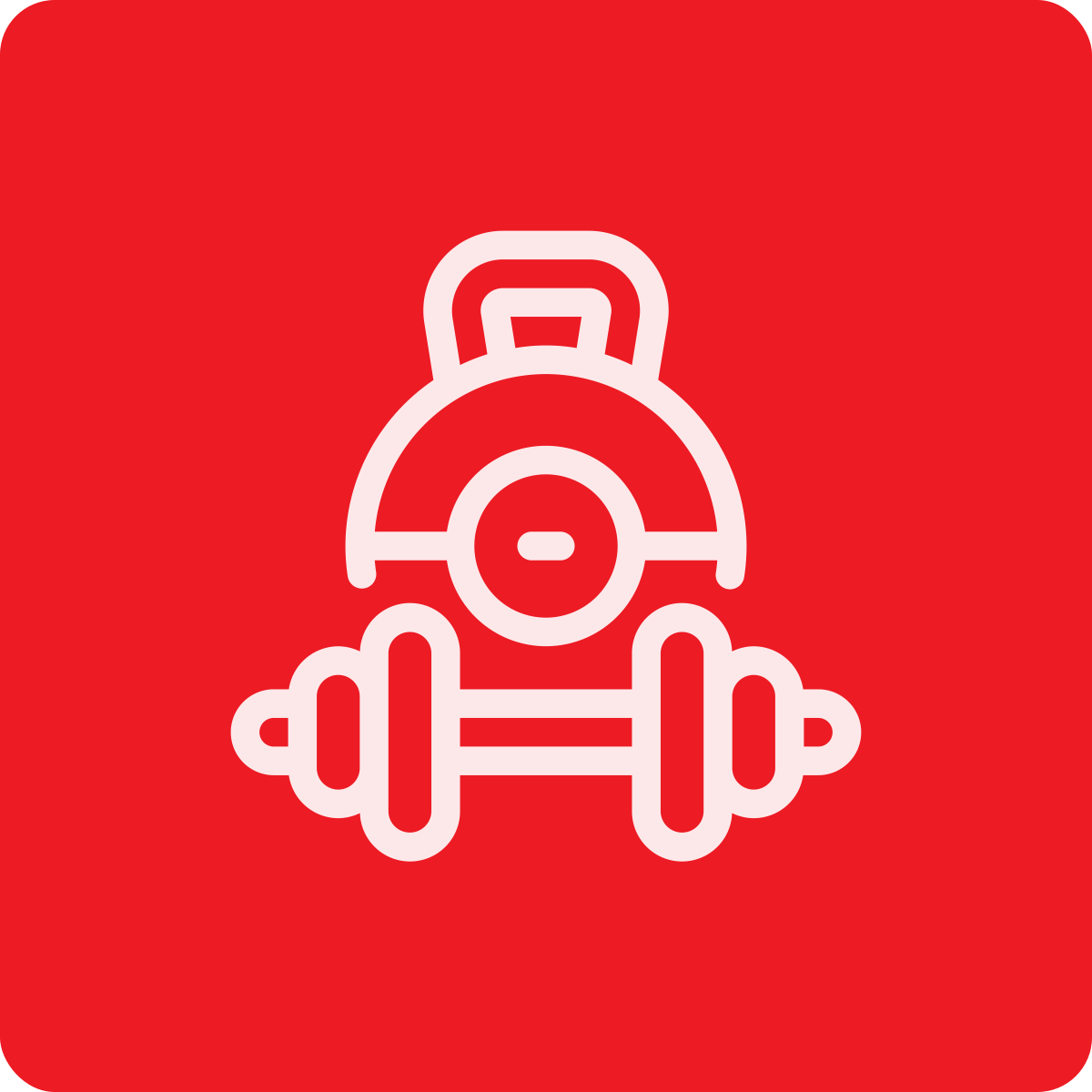 Icon of a vacuum cleaner with a red background.