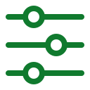 Icon depicting sliders or adjustment controls