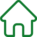 Green outline of a house or home.