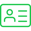 Icon of an ID badge with a profile picture and lines indicating text
