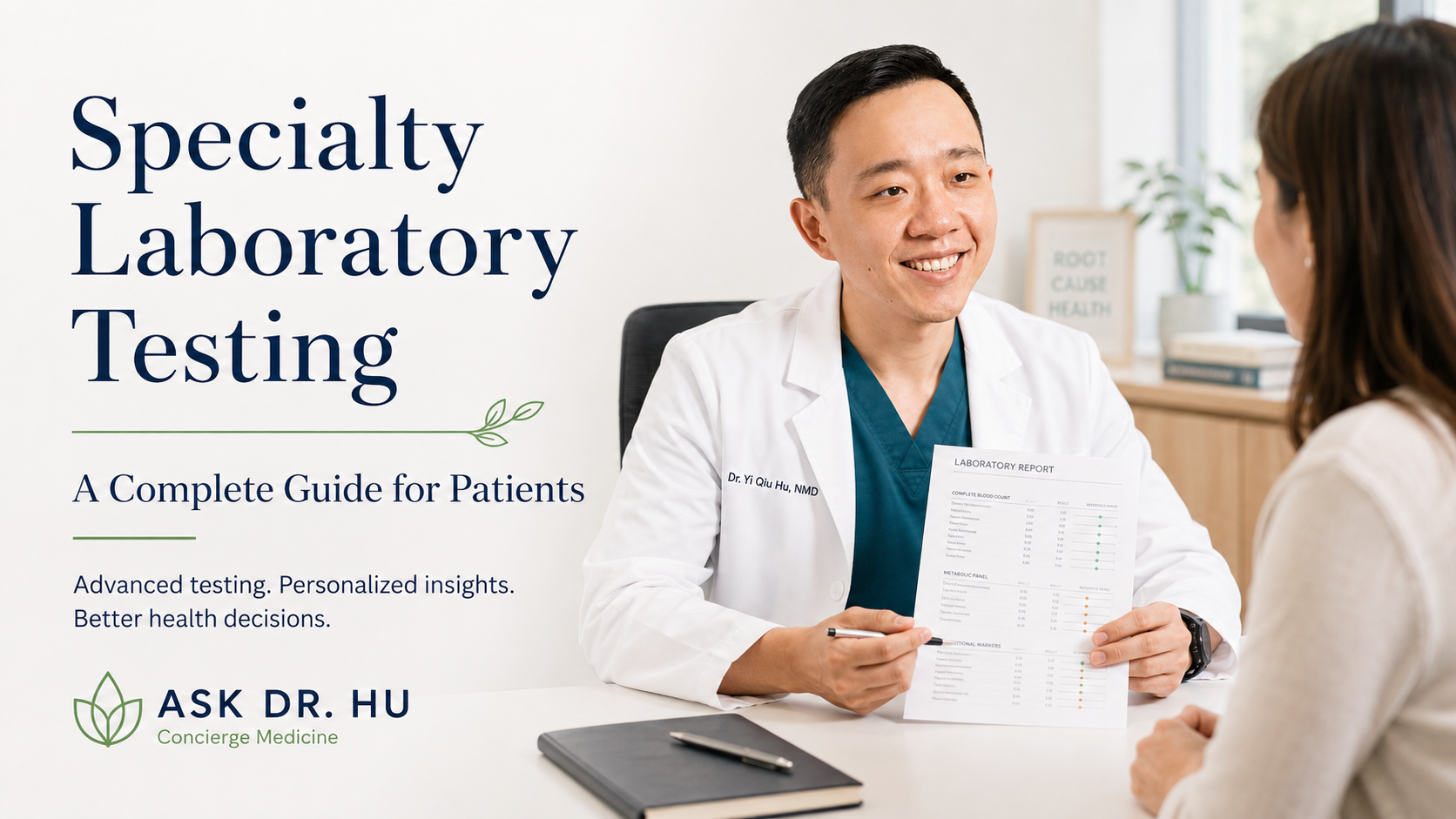 Dr. Hu reviewing specialty laboratory test results with a patient in Arizona