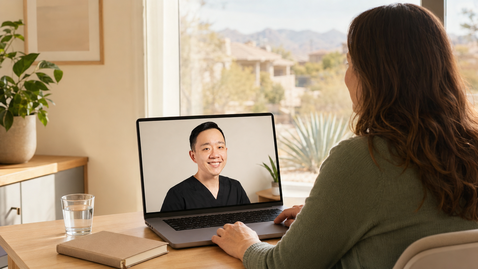 Surprise, Arizona resident meeting with Dr. Hu through a telemedicine appointment