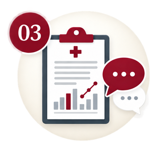 Physician reviewing medical test results with a Gilbert patient