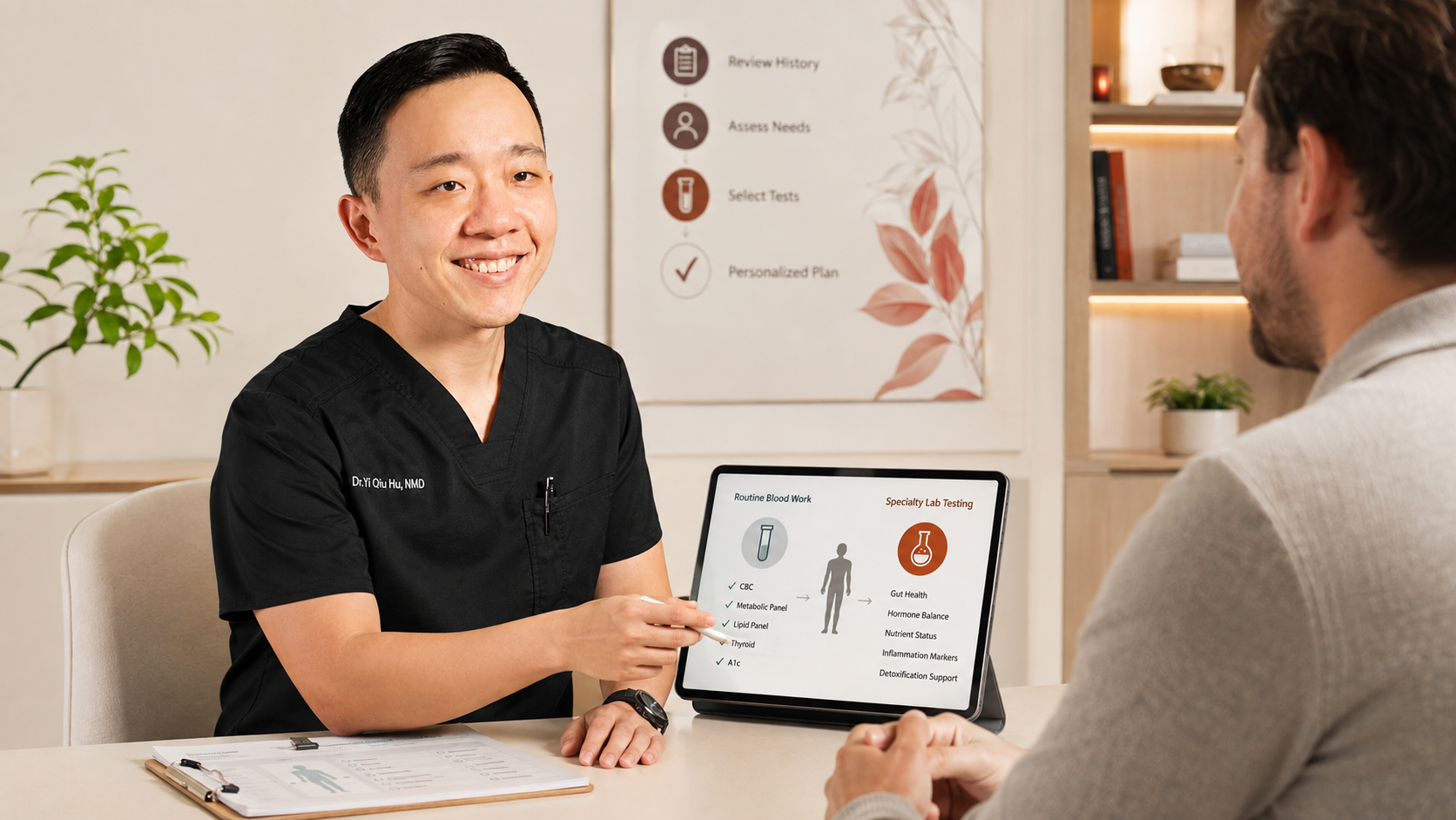 Physician selecting routine and specialty laboratory tests based on a patient’s health history