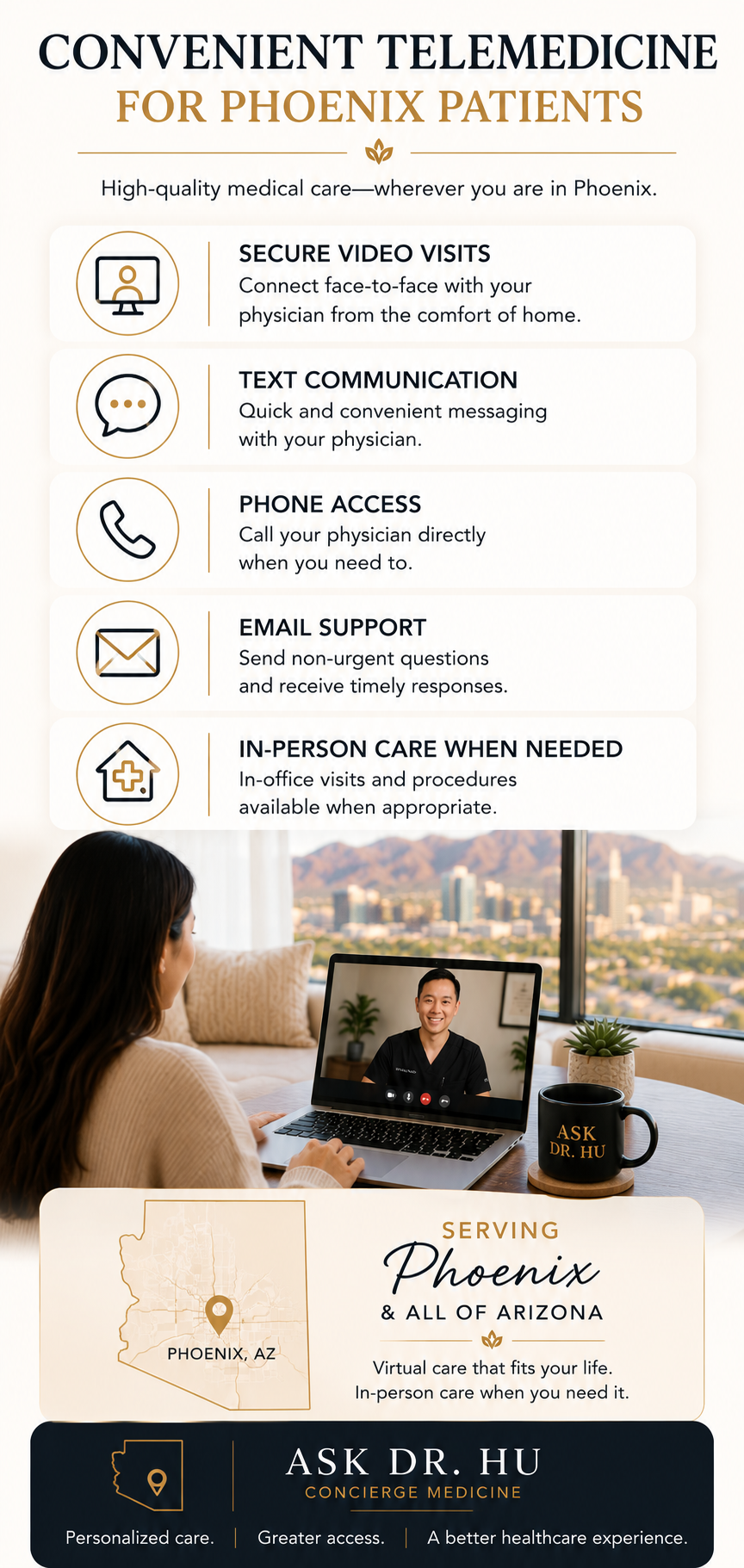 Telemedicine concierge medical care for patients throughout Phoenix