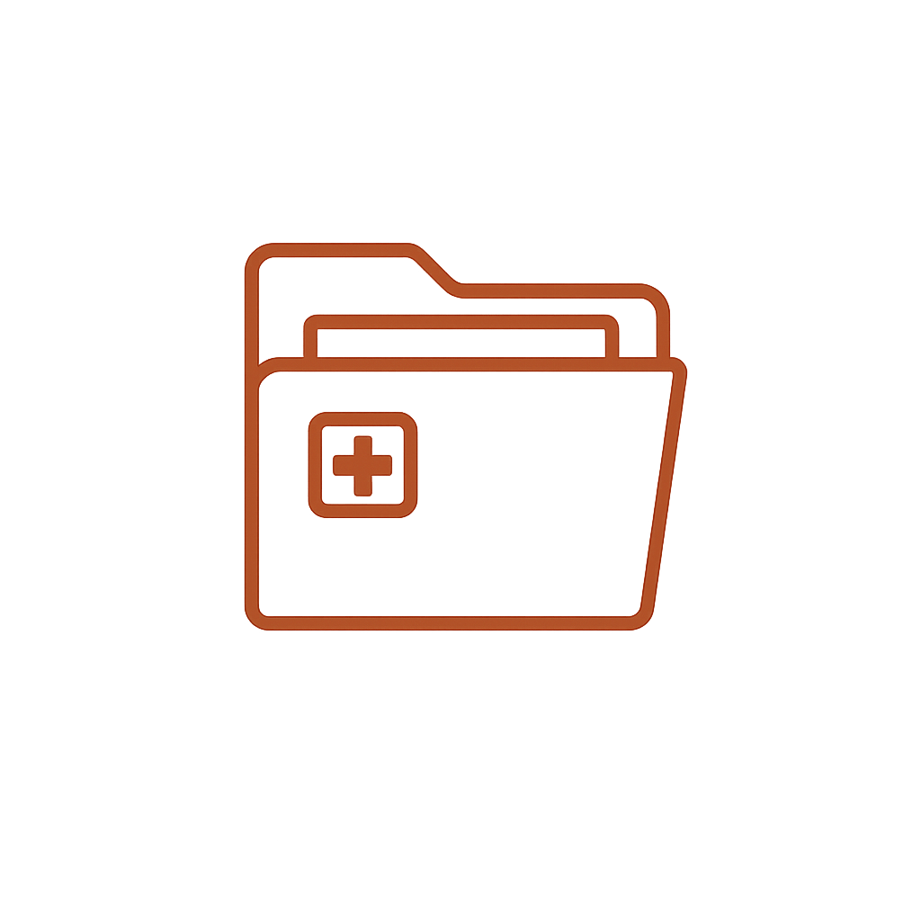 Folder containing relevant medical records