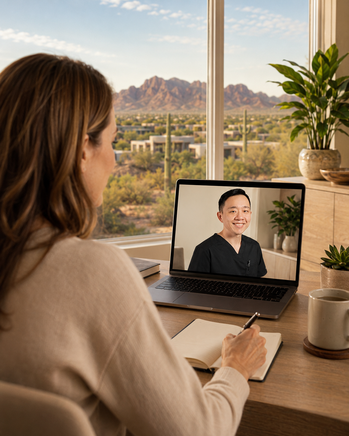 Queen Creek patient attending a private telemedicine appointment with an Arizona physician