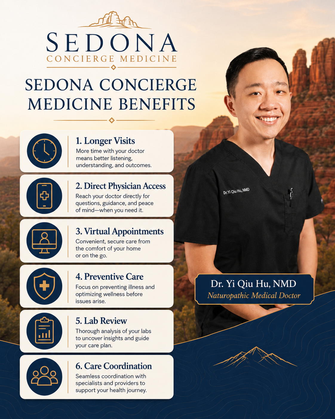 Benefits of concierge medicine for Sedona patients, including longer visits, telemedicine, and preventive care