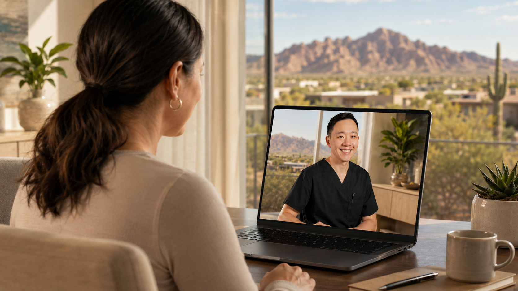 Queen Creek patient attending a private telemedicine appointment with an Arizona physician