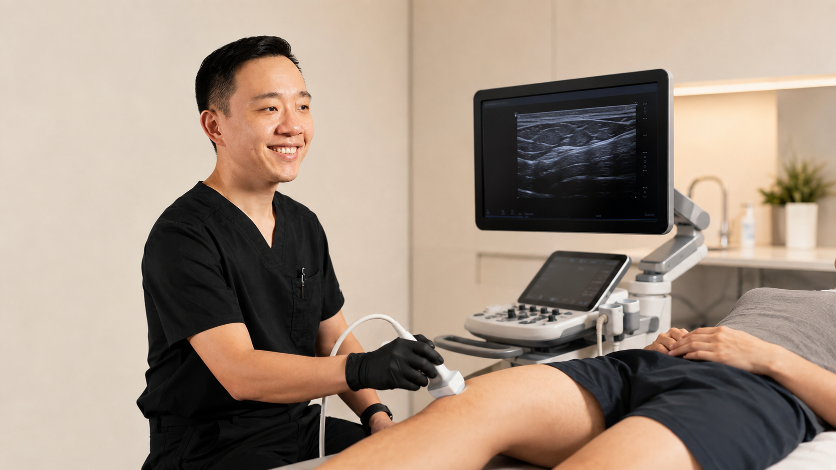 Physician performing a musculoskeletal evaluation for a patient with joint pain in Arizona
