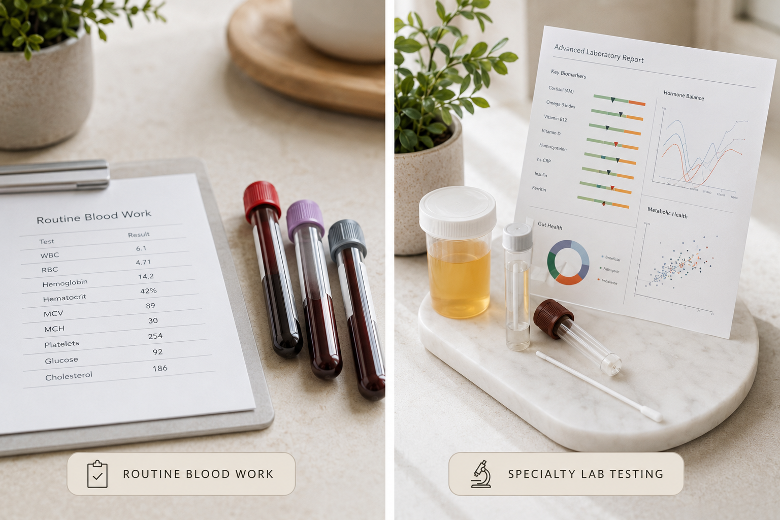 Comparison of routine blood work and specialty laboratory testing