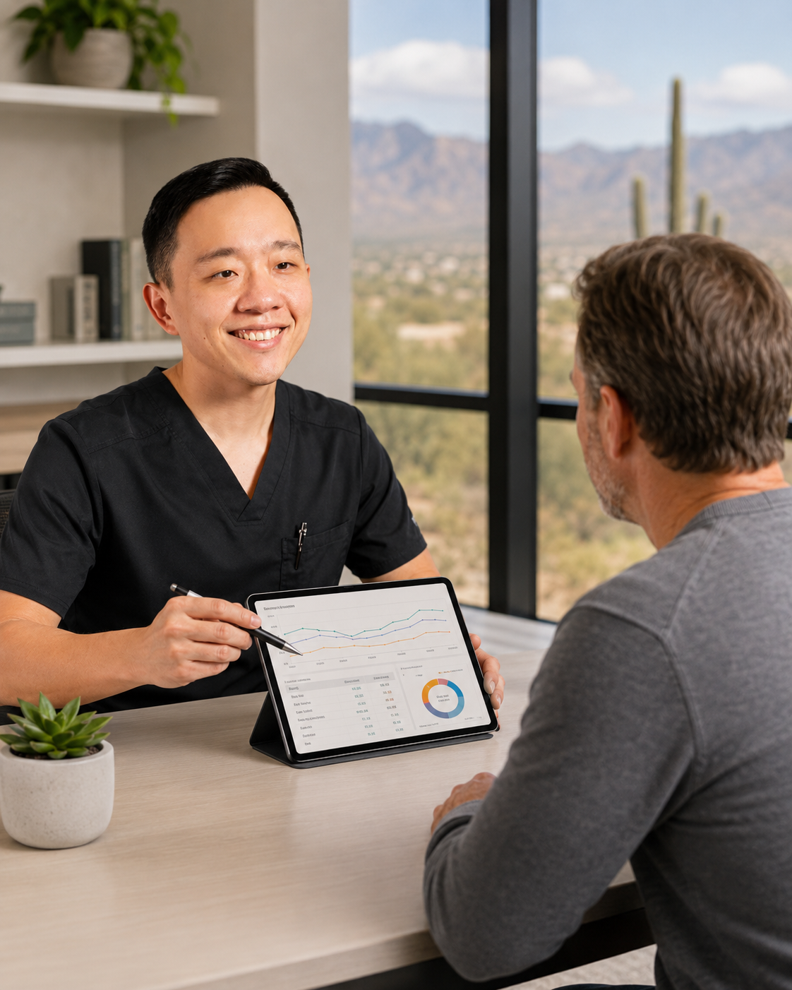 Physician reviewing laboratory results and preventive health goals with a Sierra Vista patient