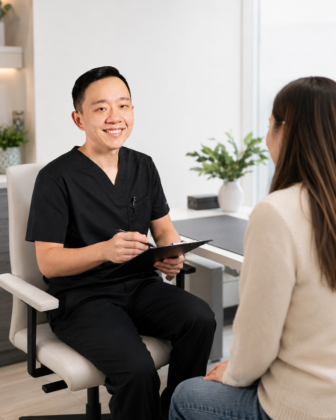 Concierge physician explaining what is included and not included in a concierge medicine membership to a patient
