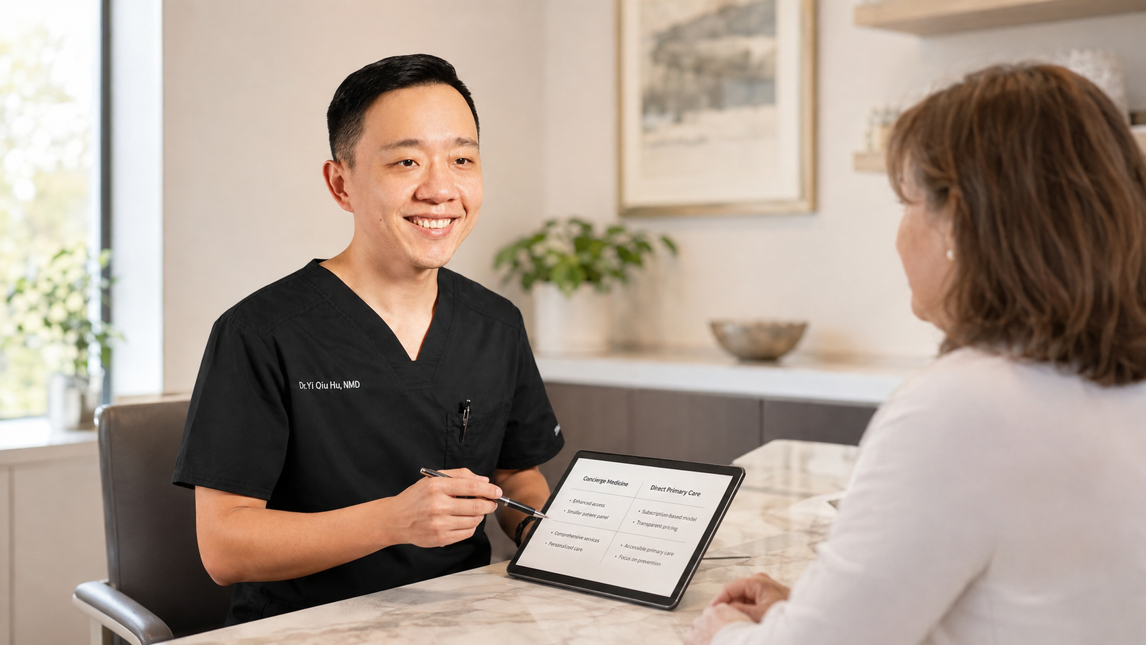 Patient discussing whether concierge medicine or direct primary care is the right healthcare model