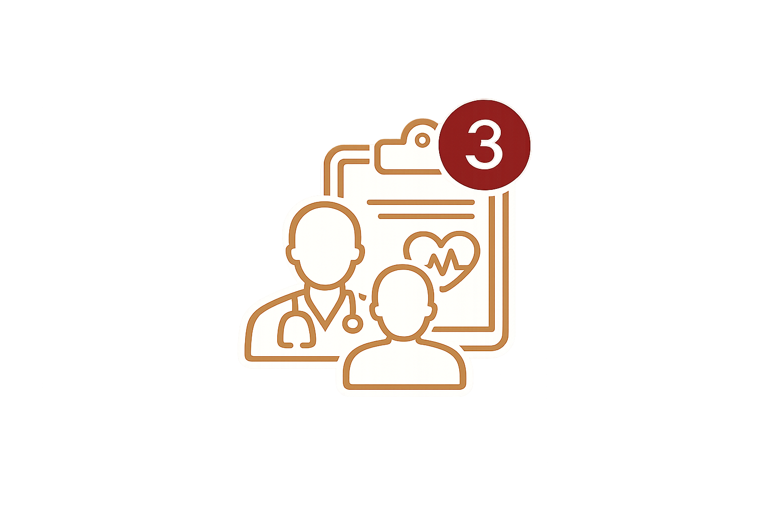 Physician and patient icon representing an individualized medical evaluation