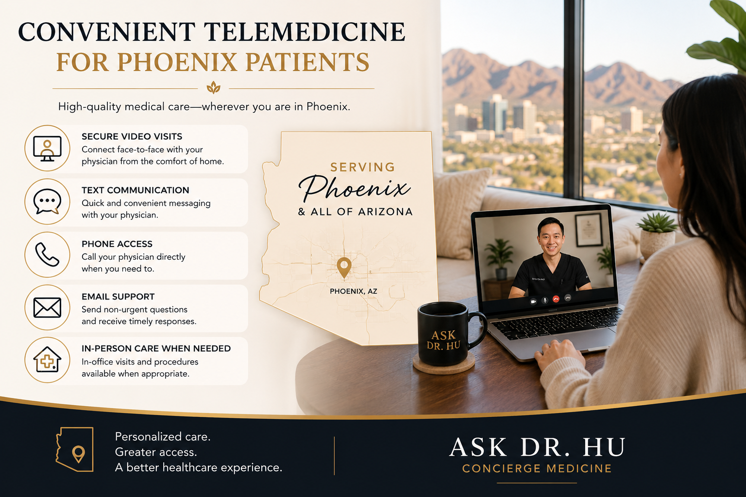 Telemedicine concierge medical care for patients throughout Phoenix