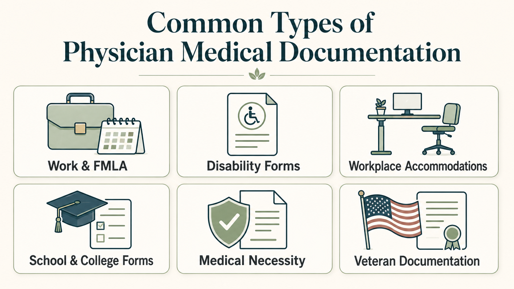 Common types of medical documentation physicians may complete