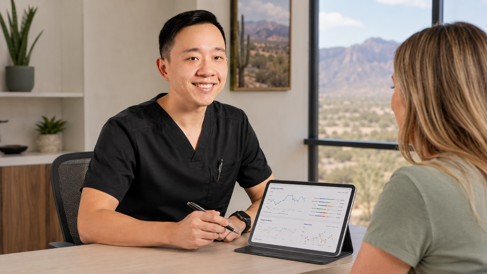 Physician reviewing laboratory results and preventive health goals with a Sierra Vista patient