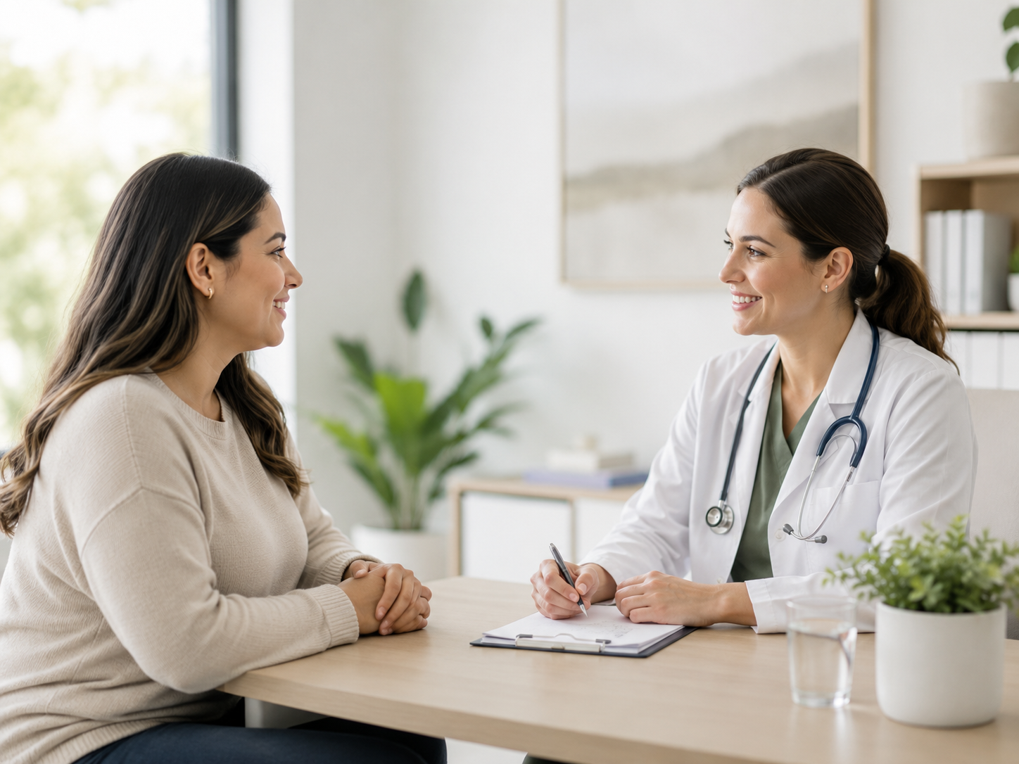 Physician taking notes during a medical weight loss eligibility consultation