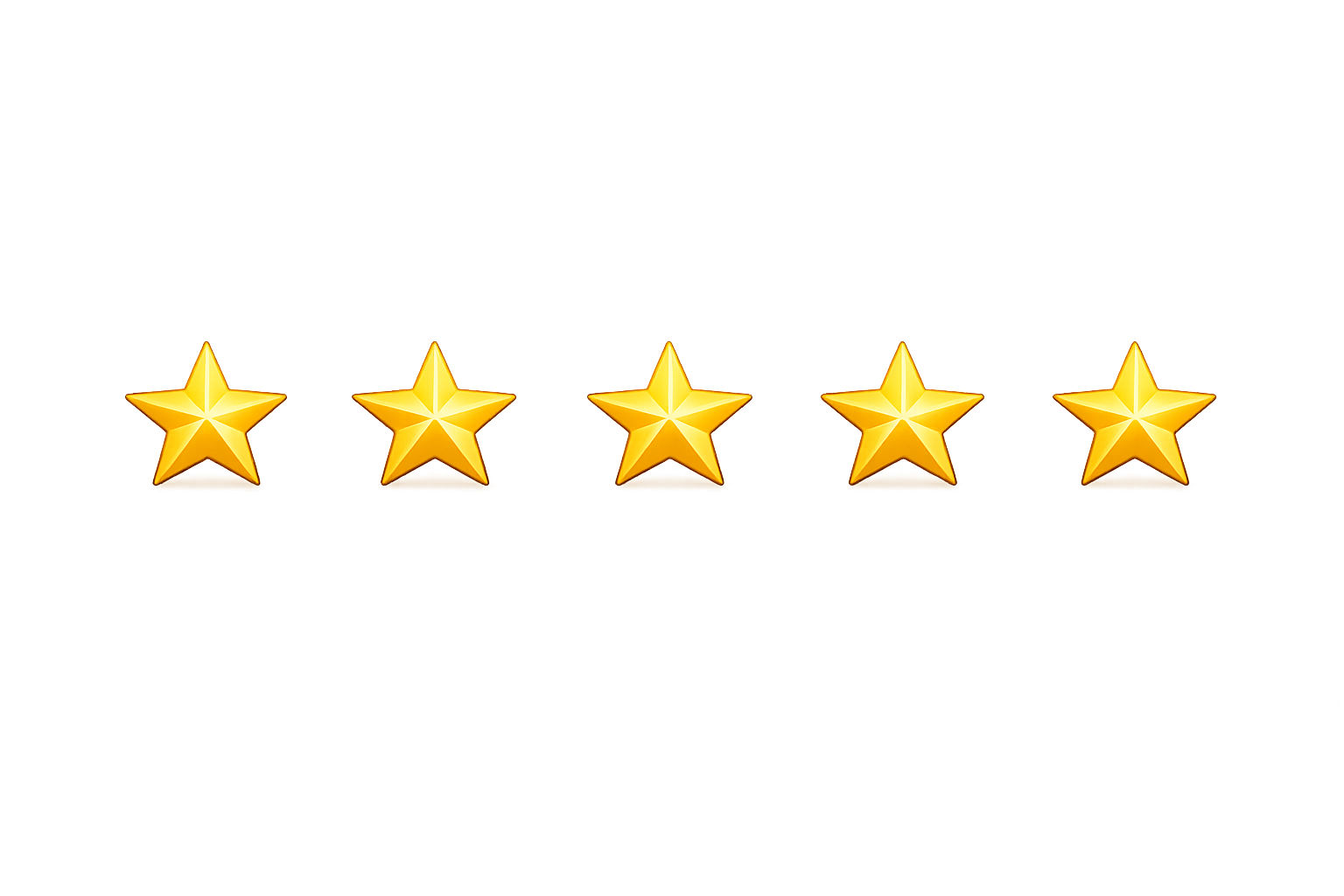 Five gold stars arranged in a horizontal row.