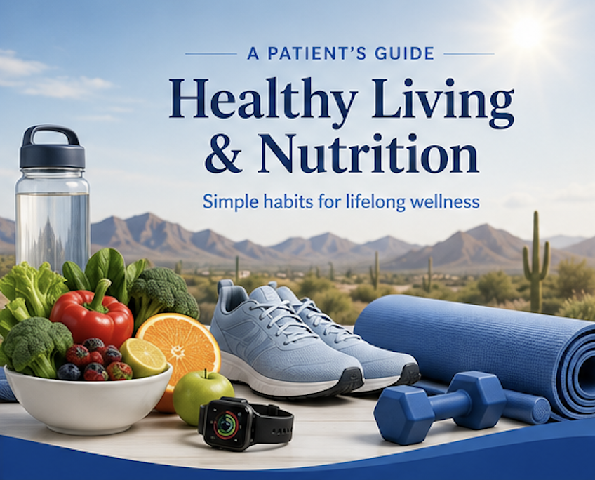 Patient guide to healthy living and nutrition featuring healthy foods exercise hydration sleep and wellness habits