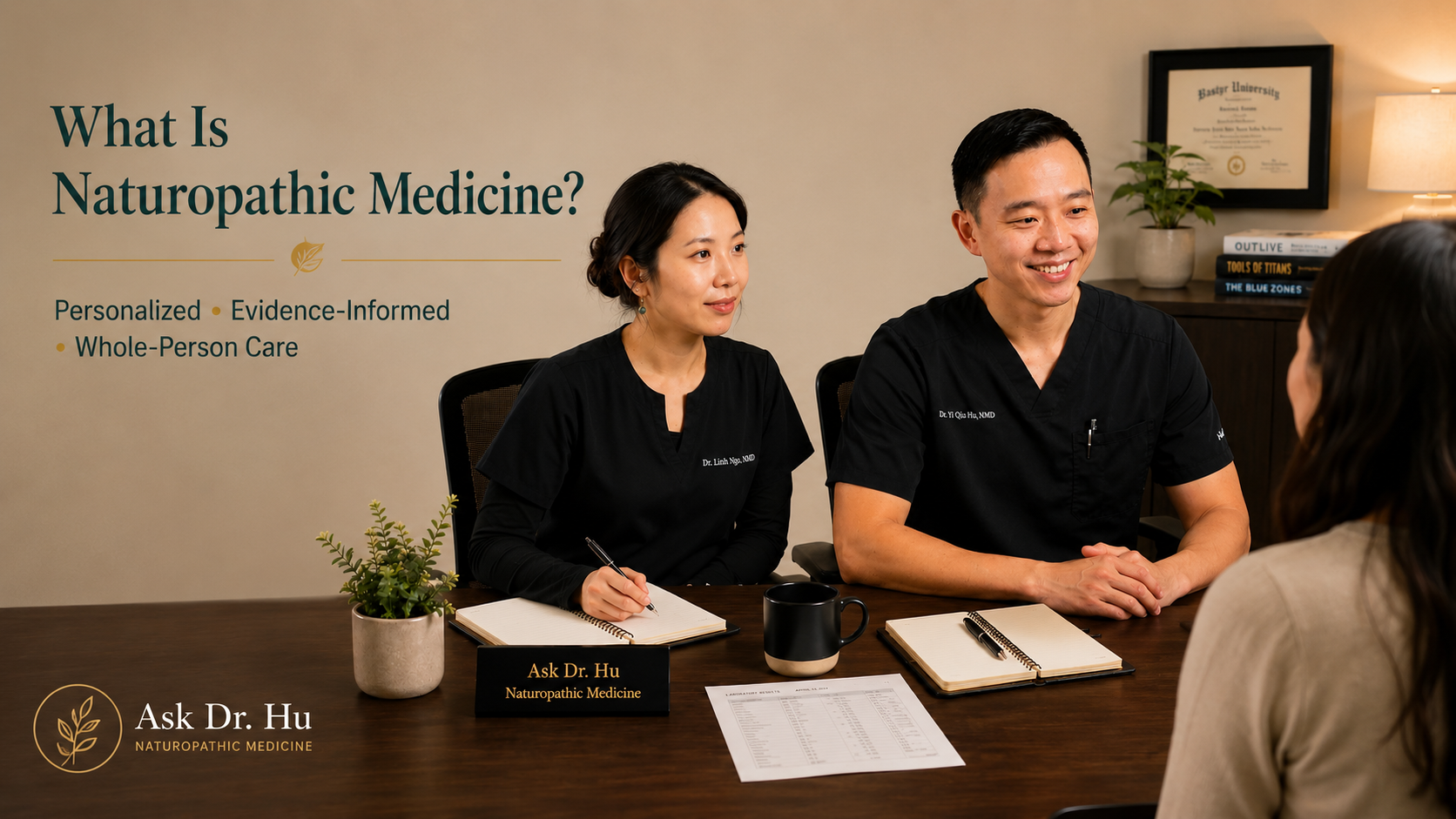 Arizona naturopathic physician explaining personalized naturopathic medicine to a patient during a consultation.