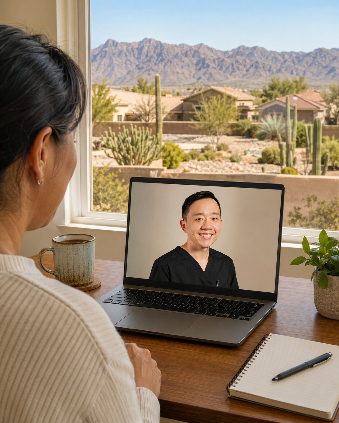 Buckeye patient attending a private telemedicine appointment with Dr. YiQiu Hu
