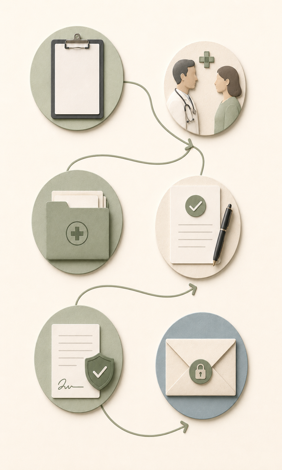 Steps in the medical documentation request and completion process