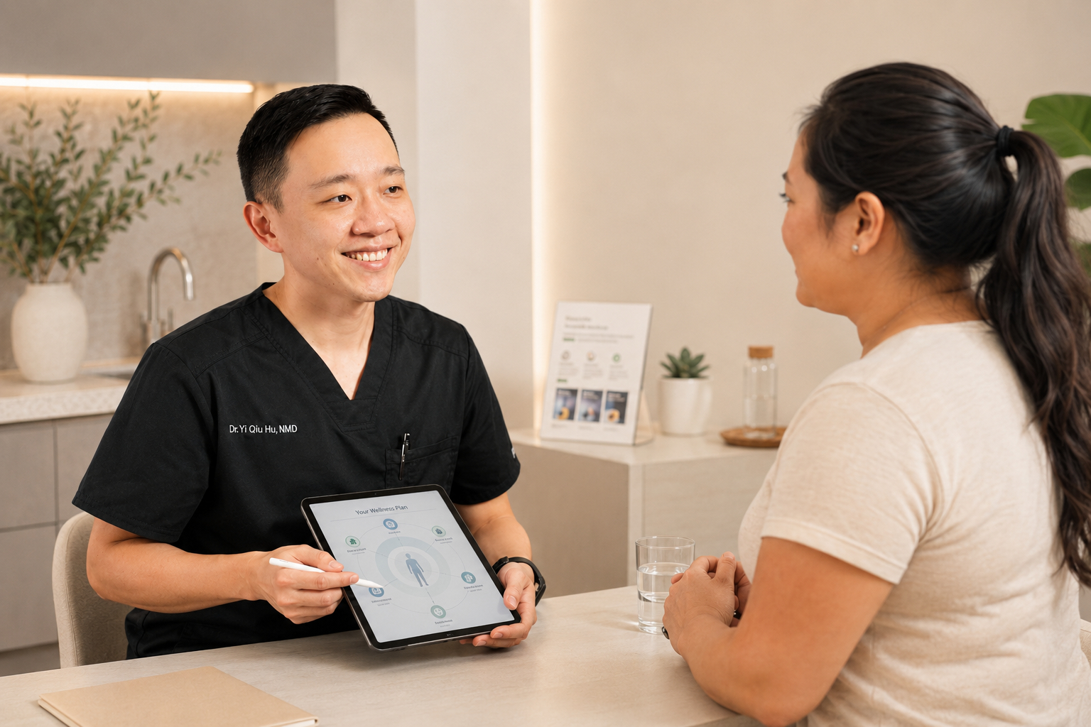 Physician discussing preventive healthcare and long-term health planning with a patient