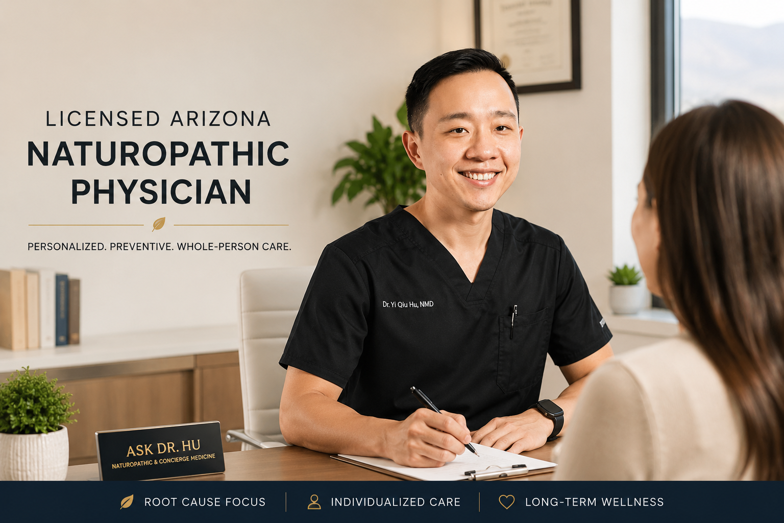 Licensed Arizona naturopathic physician providing personalized medical care during a patient consultation