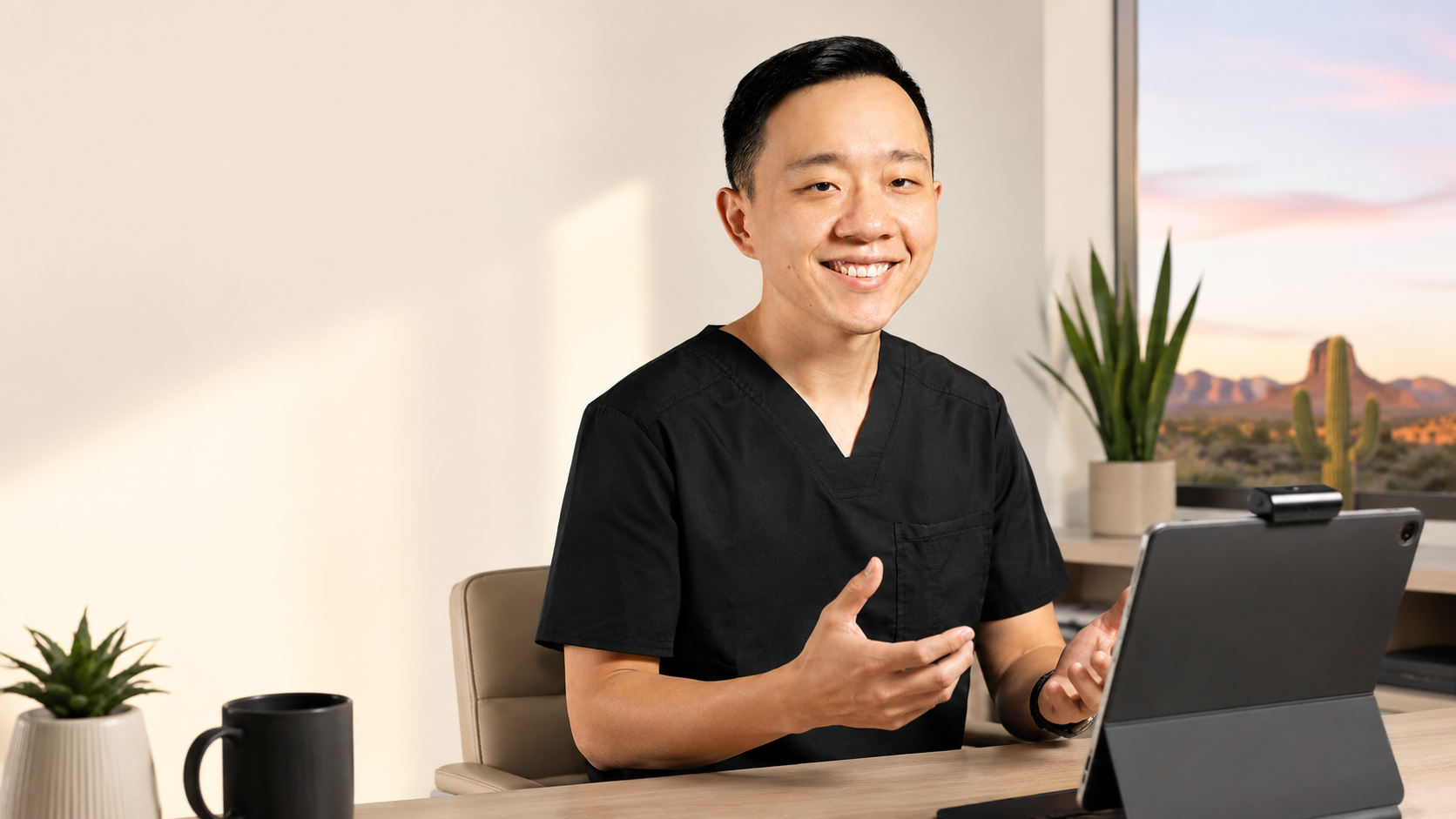 Dr. YiQiu Hu providing virtual concierge medicine through telemedicine in Arizona