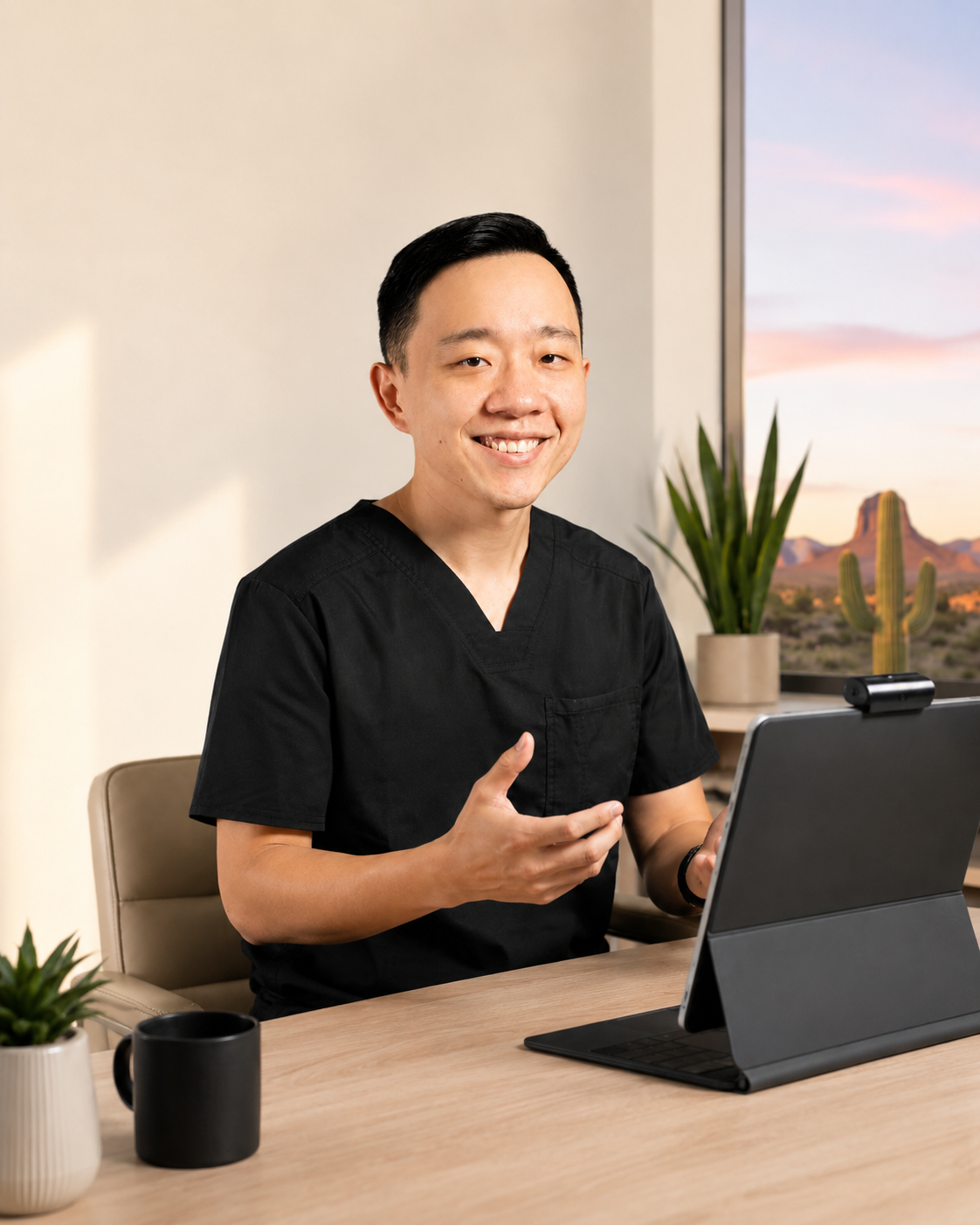 Dr. YiQiu Hu providing virtual concierge medicine through telemedicine in Arizona