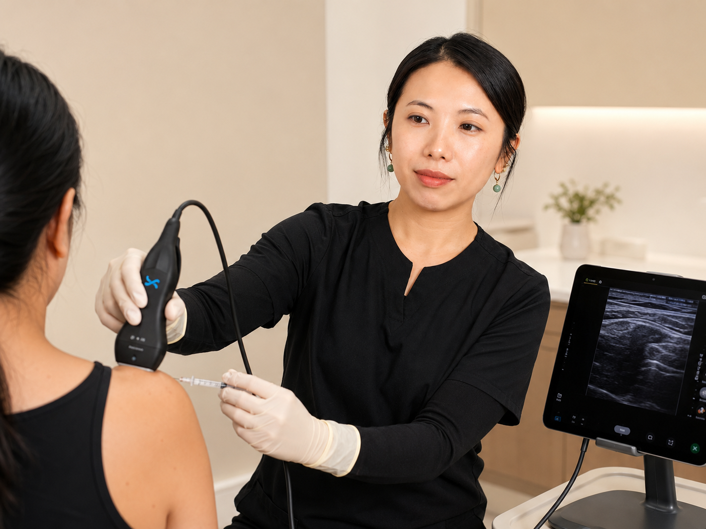 Dr. Ngo performing an ultrasound-guided pain management injection in Arizona