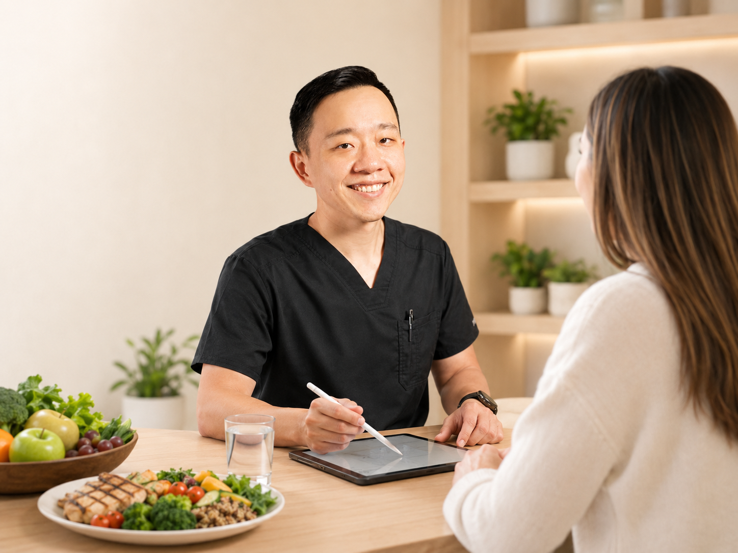 Healthy living and nutrition resources featuring nutritious foods, exercise, hydration, sleep, and preventive wellness