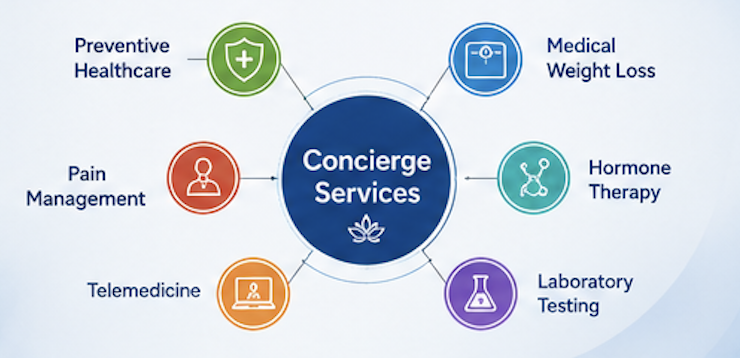 Infographic showing concierge medical services available for Tempe Arizona patients