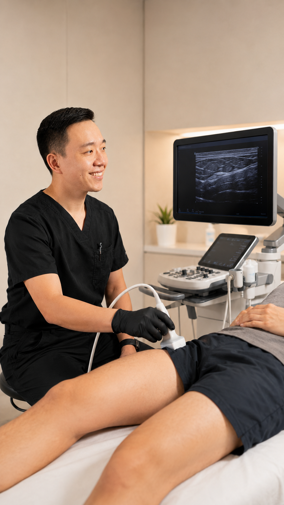 Physician performing a musculoskeletal evaluation for a patient with joint pain in Arizona