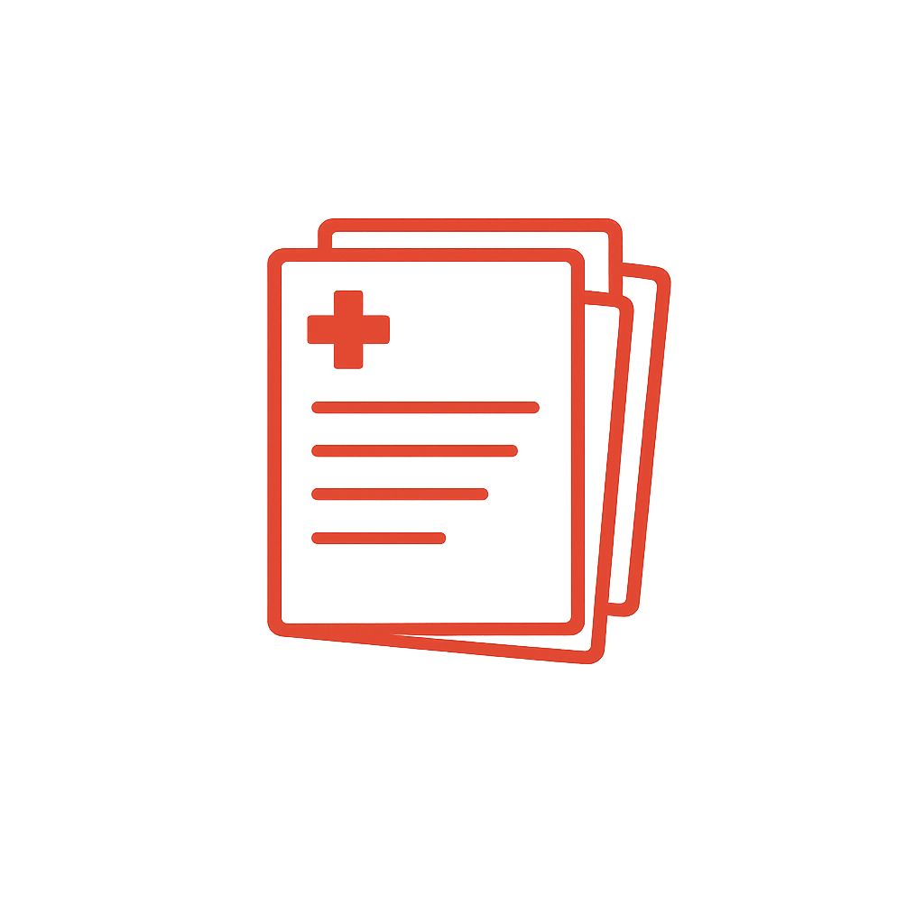 Stacked medical documents representing the per-page documentation fee